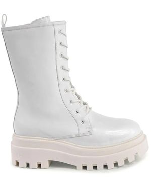 Calvin Klein Weiße Laceup Combat Stiefel - Grau