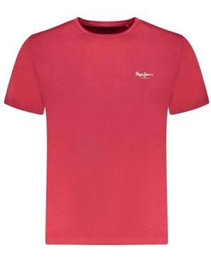 Pepe Jeans Tops ,Rood ,Katoen Sport T-Shirt Van Katoen - Roze