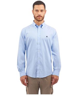 Brooks Brothers Regular Fit Non-Iron Stretch Supima Cotton Casual Shirt Met Button-Down Kraag - Blauw