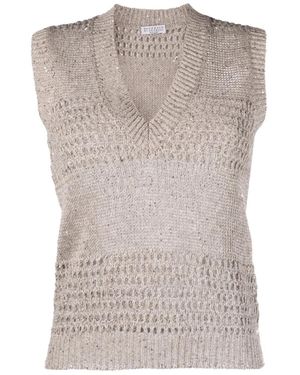 Brunello Cucinelli V-Neck Knitwear - Marrone