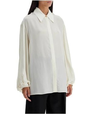 KHAITE Bamboo Asymmetrische Zoomlijn Ballonmouw Shirt - Grijs