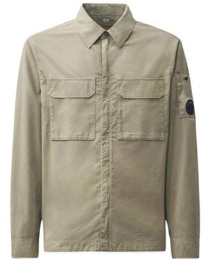 C.P. Company Jassen ,Katoen Utility Shirt Met Lensdetail - Groen