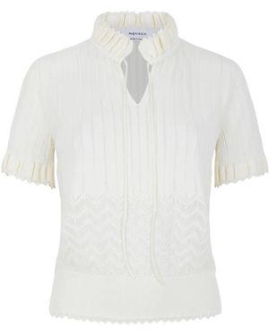 McQueen Pullover Mit Kurzem Arm Und Offener Strickung - Weiß