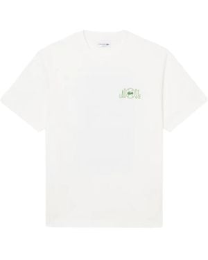 Lacoste Tops ,Wit ,Katoen Bedrukte Katoenen Tee