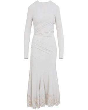 Alberta Ferretti Velvet Midi Jurk - Wit