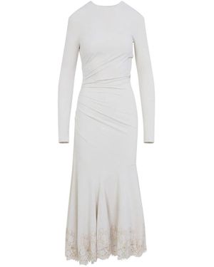 Alberta Ferretti Avorio Velvet Midi Dress - White