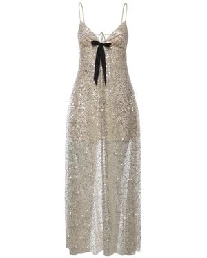 For Love & Lemons Clara Pailletten-Maxikleid - Natur