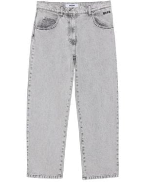 MSGM Jeans ,Grijs ,Katoen Stone-Washed Straight Jeans