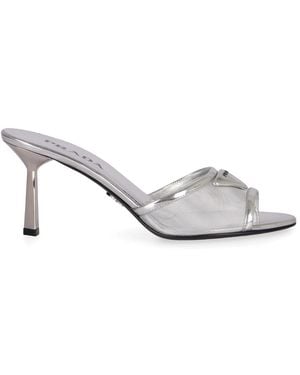 Prada Schoenen ,Grijs ,Leer Mules Van Technische Stof - Wit