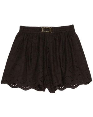 Twinset Schwarze Durchbrochene Shorts