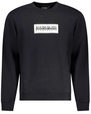 Napapijri Schwarzer baumwoll-sweatshirt mit logodruck - Blau