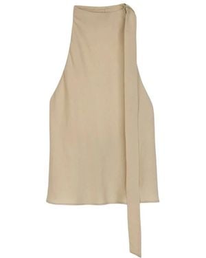 Alysi Tops ,Polyester Peach Touch Halter Top - Naturel
