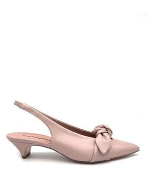Halmanera Schoenen ,Leer Elastische Hiel Leren Slingback Met Strik - Roze