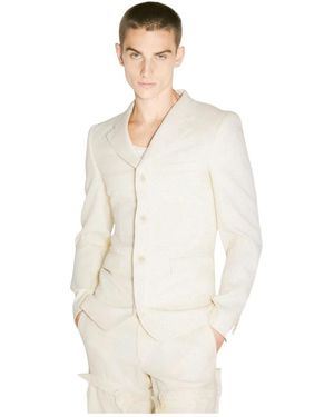 Comme des Garçons Jassen ,Wol Wollen Blazer Met Ritssluiting - Wit