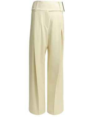 Sportmax Broek Met Wijde Pijpen En Hoge Taille - Geel