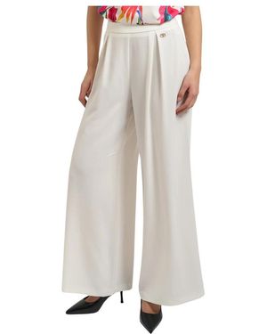 Yes-Zee High Waist Wide-Leg Broeken - Wit