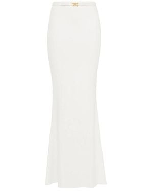 Elisabetta Franchi Lichtgewicht Crêpe Lange Rok Met Riem - Wit
