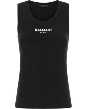 Balmain Geborduurd Vest Top - Zwart