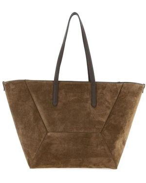 Brunello Cucinelli Duo Suede Shopper Tote - Bruin