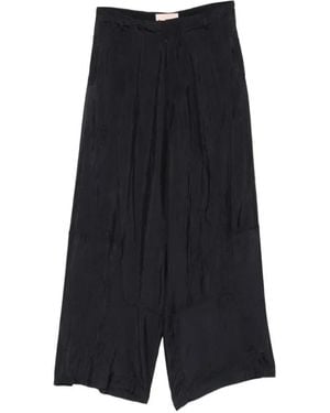 Plan C Pocket Belt-Loop Palazzo Pants - Zwart