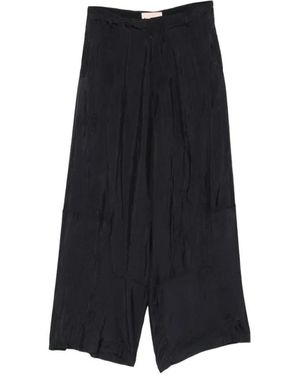 Plan C Pocket Belt-Loop Palazzo Pants - Zwart