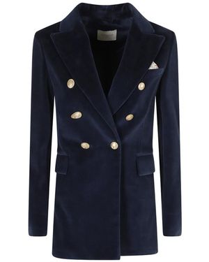 Circolo 1901 Fluwelen Jas Met Dubbele Rij Knopen - Blauw