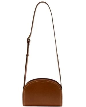 A.P.C. Tassen ,Bruin ,Leer Demi Lune Crossbody
