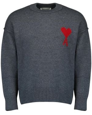 Ami Paris Hoodies & Sweatvesten ,Grijs ,Wol De Coeur Sweater