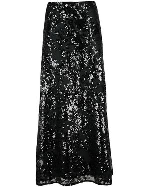 Herno Rokken ,Zwart ,Polyester Gonna Lunga Total Paillettes