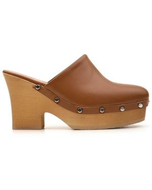 Scholl Heeled Mules - Brown