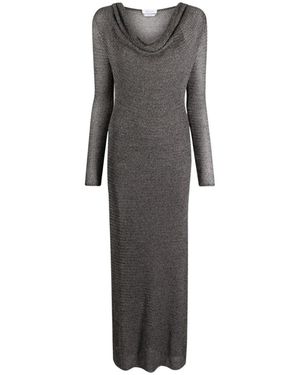 Blumarine Kleedjes ,Grijs ,Polyester Gebreide Jurk Met Lange Mouwen