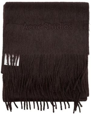 Acne Studios Alpaca Wool Logo Scarf - Zwart