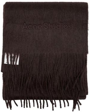 Acne Studios Alpaca Wool Logo Scarf - Zwart