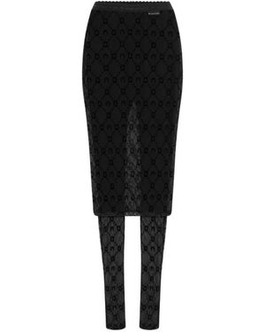 Marine Serre Broeken ,Zwart ,Tweed Moonogram Mesh Flock Pant-Skirt