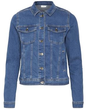 Kaffe Jassen ,Blauw ,Katoen Spijkerjasje Met Borstzakken