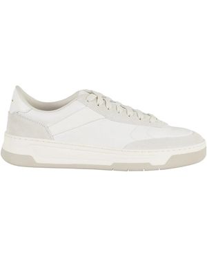 HUGO Weiße Ledersneakers Schnürung Flache Sohle