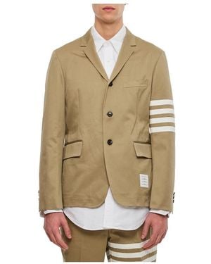 Thom Browne Jassen ,Katoen Cotton Twill 4Bar Unconstructed Sport Coat - Naturel