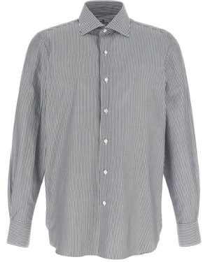 Finamore 1925 Overhemden ,Blauw ,Katoen 1925 Shirt - Grijs