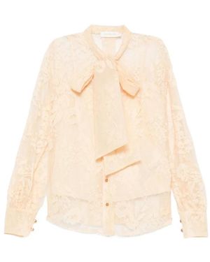 Zimmermann Valiant Spitzen-Bluse Mit Schleife - Natur