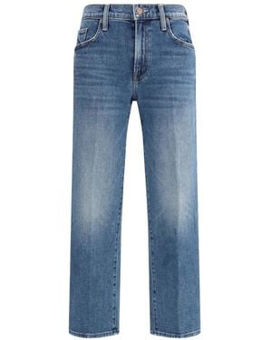 Mother Mid Rise Rambler Zip Ankle Fray Jeans - Blau