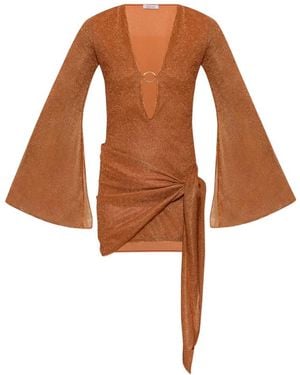 Oséree Kleedjes ,Oranje ,Jurk Met Lurex Garen - Bruin