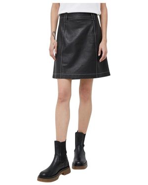 Paul Smith Flared Leather Skirt - Zwart