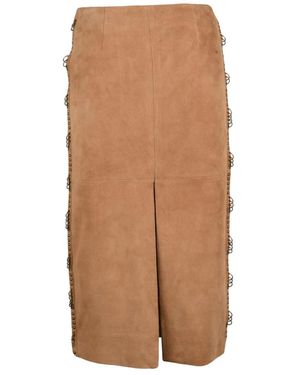 Patrizia Pepe Rokken ,Leer Longuette Rok - Bruin