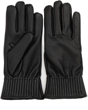 Orciani Schwarze Leder Gehämmerte Handschuhe