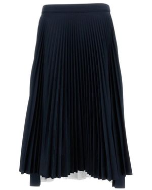 Plan C Geplooide Midi Rok - Blauw