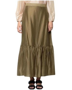 Kaos Lange Lyocell Rok Met Ruches - Groen
