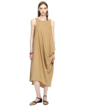 Malloni Kleedjes ,Bruin ,Abito Lungo Smanicato Mlo - Metallic