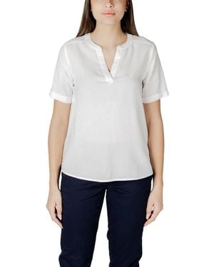 Street One Qr Splitneck Blouse Met Korte Mouwen - Wit