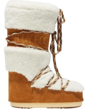 Moon Boot Schoenen ,Bruin ,Leer Lab 69 Icon Shearling Boots