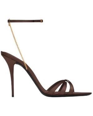 Saint Laurent Melody 115Mm Satin Sandalen - Braun